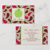 Visitekaartjes voor groene Apple en Paisley Teache (Voorkant / Achterkant)