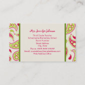 Visitekaartjes voor groene Apple en Paisley Teache (Achterkant)