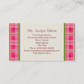 Visitekaartjes voor groene Apple en speldenleraar (Achterkant)