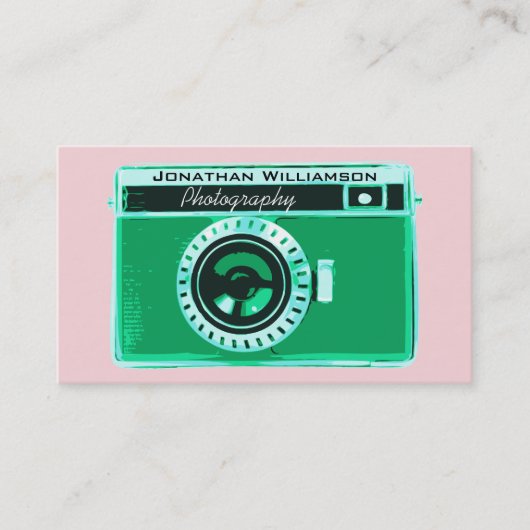 Visitekaartjes voor groene camera fotografie (Voorkant)