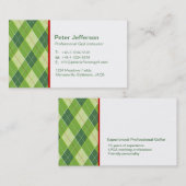 Visitekaartjes voor groene gepatterde Golf-instruc (Voorkant / Achterkant)