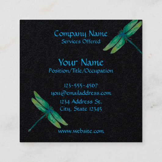 Visitekaartjes voor groene libellen (Achterkant)