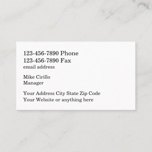 Visitekaartjes voor groothandelsrestaurant (Achterkant)