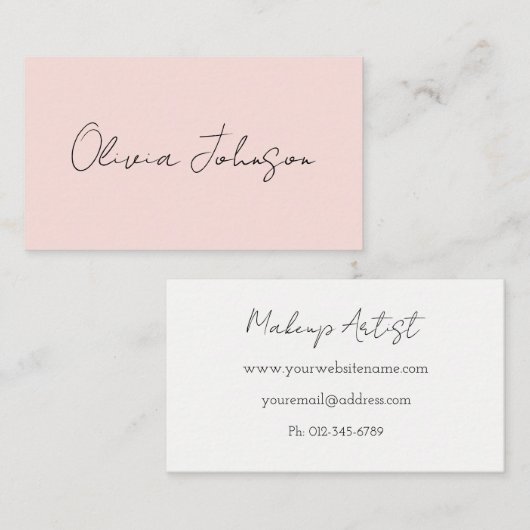 Visitekaartjes voor handtekenscript | Blush roze (Voorkant / Achterkant)