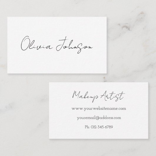 Visitekaartjes voor handtekenscript | Zwart wit (Voorkant / Achterkant)