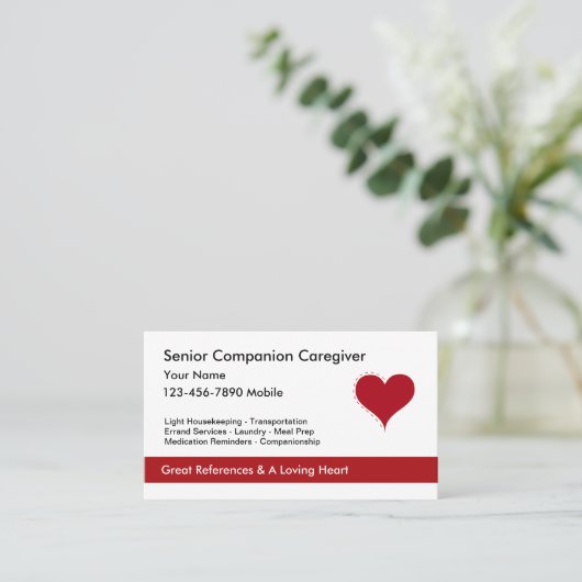 Visitekaartjes voor hartsymbool Zorgverlener (Staand voorkant)