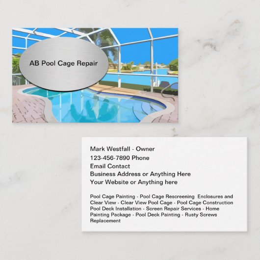 Visitekaartjes voor herscreening van zwembadkooien (Voorkant / Achterkant)