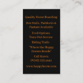 Visitekaartjes voor het aanleggen van paarden (Achterkant)