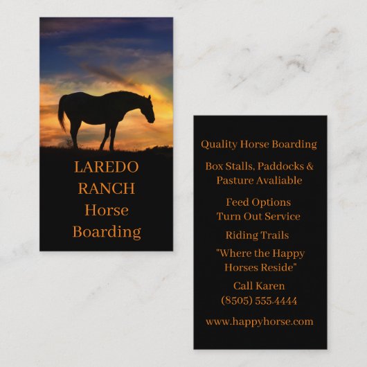 Visitekaartjes voor het aanleggen van paarden (Voorkant / Achterkant)