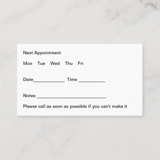 Visitekaartjes voor het aanwijzen van een arts (Achterkant)