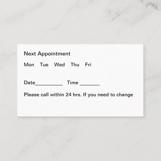 Visitekaartjes voor het aanwijzen van een arts (Achterkant)