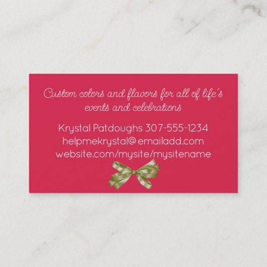 visitekaartjes voor het bakken van koekjeskoekjes (Achterkant)