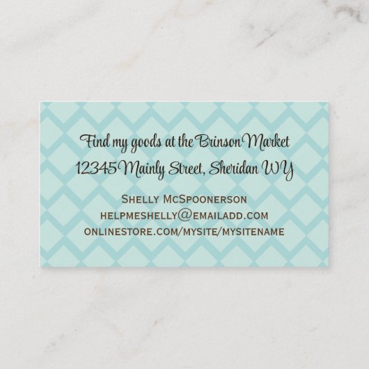 visitekaartjes voor het bakken van koperen rollen. (Achterkant)