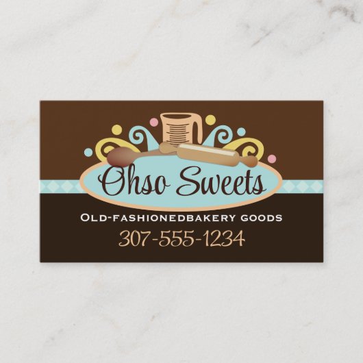 visitekaartjes voor het bakken van koperen rollen. (Voorkant)