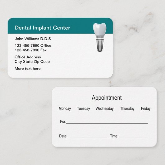 Visitekaartjes voor het benoemen van het tandheelk (Voorkant / Achterkant)