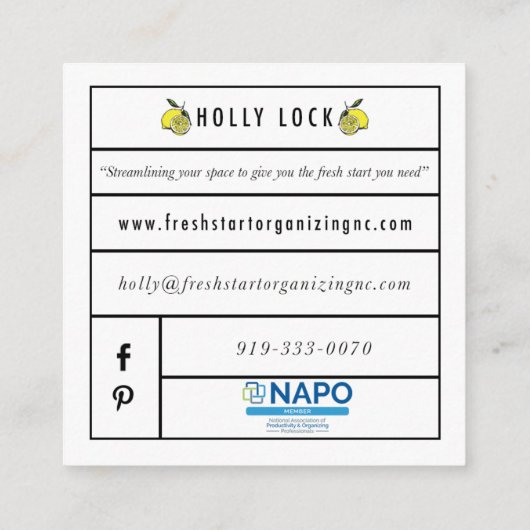 Visitekaartjes voor het blokkeren van holly's vers (Achterkant)