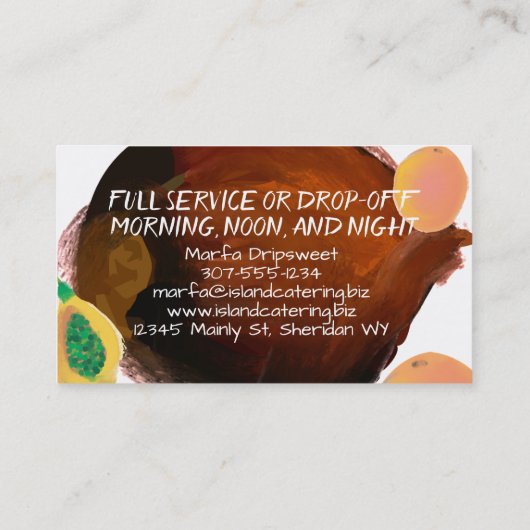 visitekaartjes voor het koken van tropische vrucht (Achterkant)