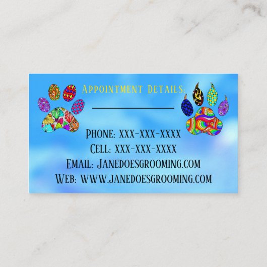 Visitekaartjes voor het kweken van honden en katte (Achterkant)