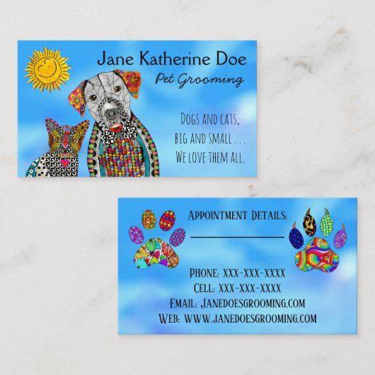 Visitekaartjes voor het kweken van honden en katte (Voorkant / Achterkant)