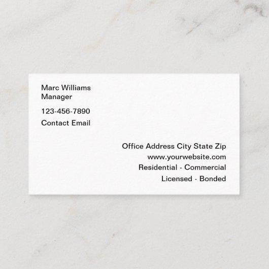 Visitekaartjes voor het reinigen van huis en Kanto (Achterkant)