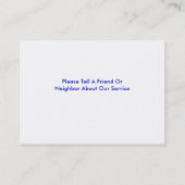 Visitekaartjes voor het reinigen van vloeren (Achterkant)