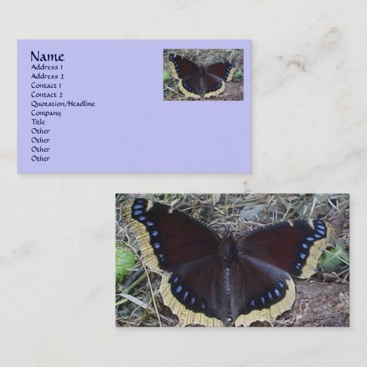 Visitekaartjes voor het rouwen van vlindervlinders (Voorkant / Achterkant)