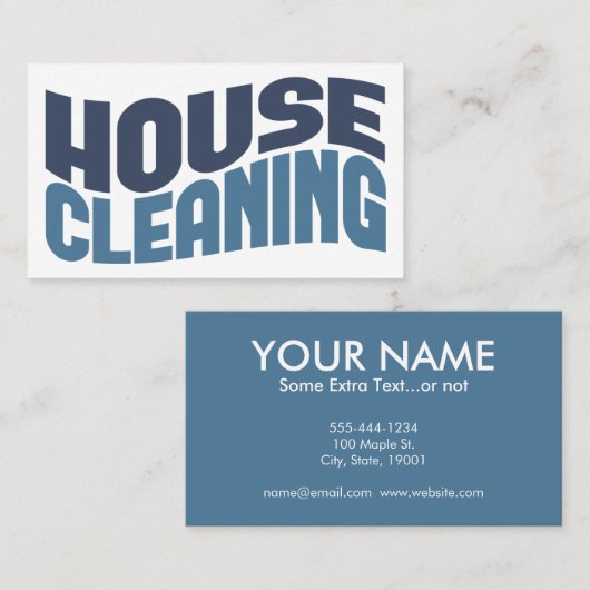 Visitekaartjes voor het schoonmaken van het huis (Voorkant / Achterkant)