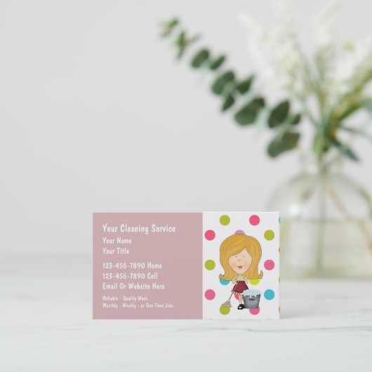 Visitekaartjes voor het schoonmaken van het huis (Staand voorkant)