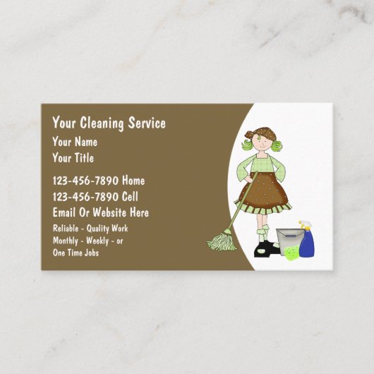 Visitekaartjes voor het schoonmaken van het huis (Voorkant)