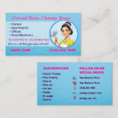 Visitekaartjes voor het schoonmaken van het huis (Voorkant / Achterkant)