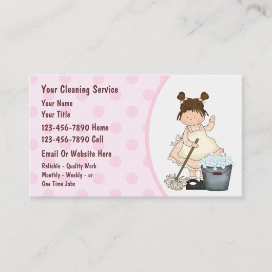 Visitekaartjes voor het schoonmaken van het huis (Voorkant)