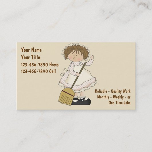 Visitekaartjes voor het schoonmaken van het huis (Voorkant)