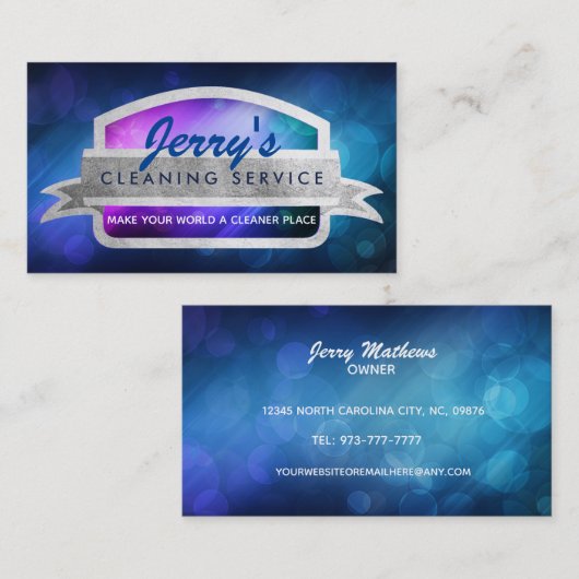 Visitekaartjes voor het schoonmaken van serviceslo (Voorkant / Achterkant)