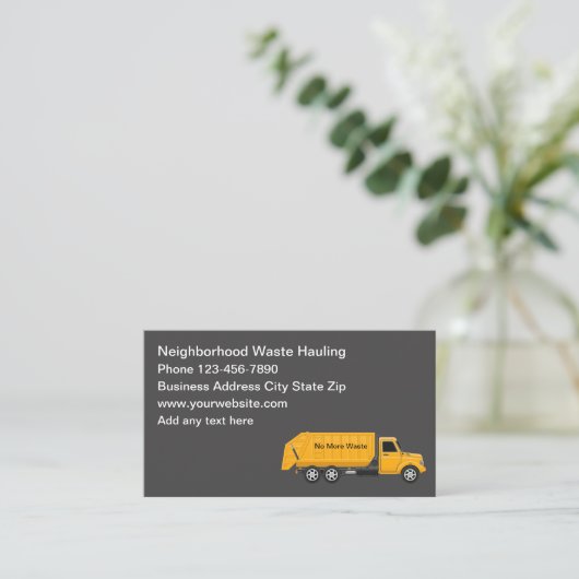 Visitekaartjes voor het storten van afval en afval (Staand voorkant)