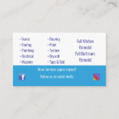 Visitekaartjes voor het verbouwen van woningen (Achterkant)