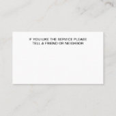 Visitekaartjes voor het wassen en reinigen onder d (Achterkant)