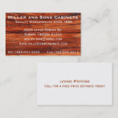 Visitekaartjes voor houtbewerking van kabinetten (Voorkant / Achterkant)