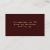 Visitekaartjes voor houtbewerking van kabinetten (Achterkant)