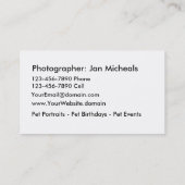 Visitekaartjes voor huisdierenfotografie (Achterkant)