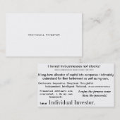 Visitekaartjes voor individuele beleggers (Voorkant / Achterkant)