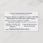 Visitekaartjes voor individuele beleggers (Achterkant)