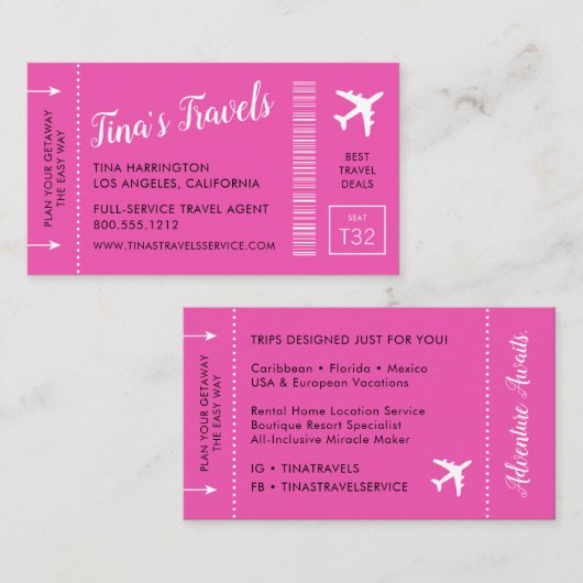 Visitekaartjes voor instapkaarten (Voorkant / Achterkant)