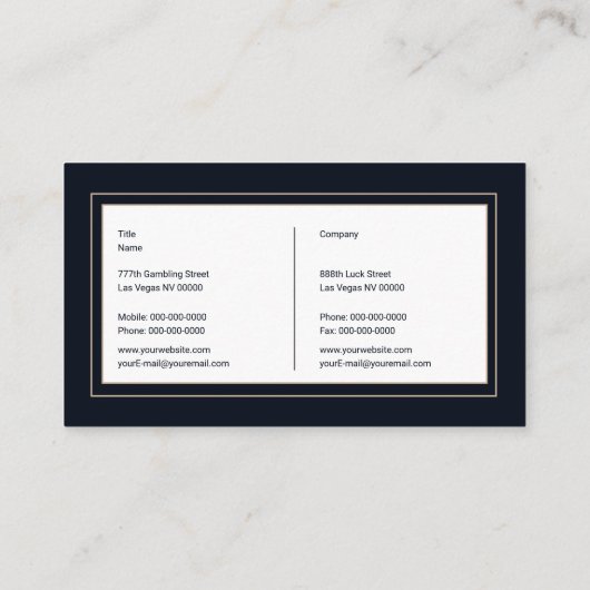 Visitekaartjes voor kansspelen (Achterkant)