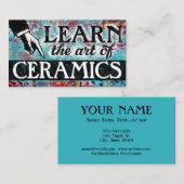 Visitekaartjes voor keramische lessen - Blauw rood (Voorkant / Achterkant)