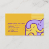 Visitekaartjes voor kinderopvang/baby-oppas/verzor (Achterkant)