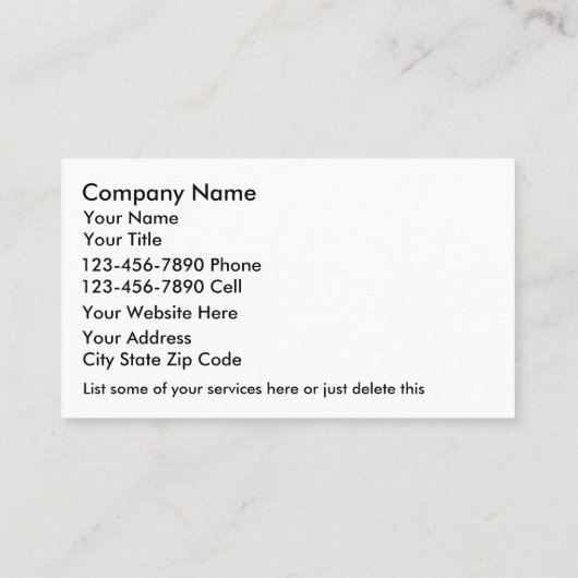 Visitekaartjes voor kinderverzorging (Achterkant)