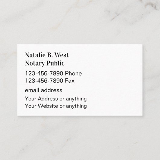 Visitekaartjes voor klassy noteervulpen (Achterkant)