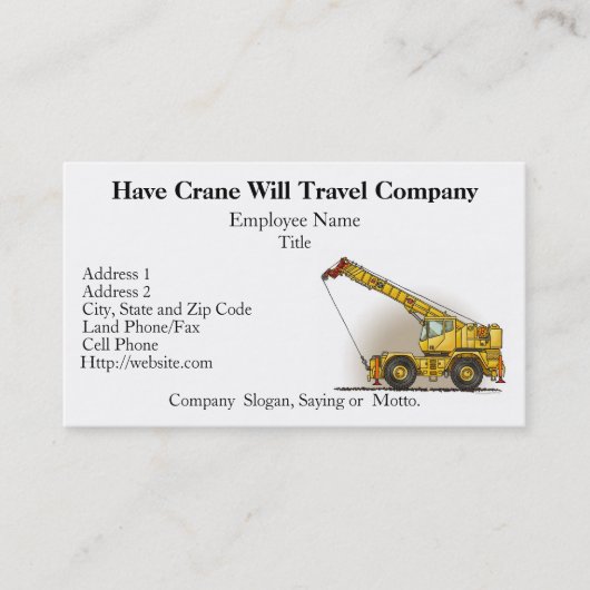 Visitekaartjes voor kraanbouw (Voorkant)