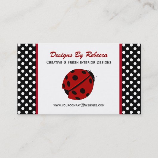 Visitekaartjes voor Ladybug en Polka Dots (Voorkant)