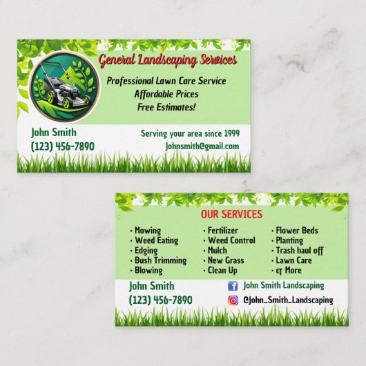 Visitekaartjes voor landschapsarchitectuur (Voorkant / Achterkant)